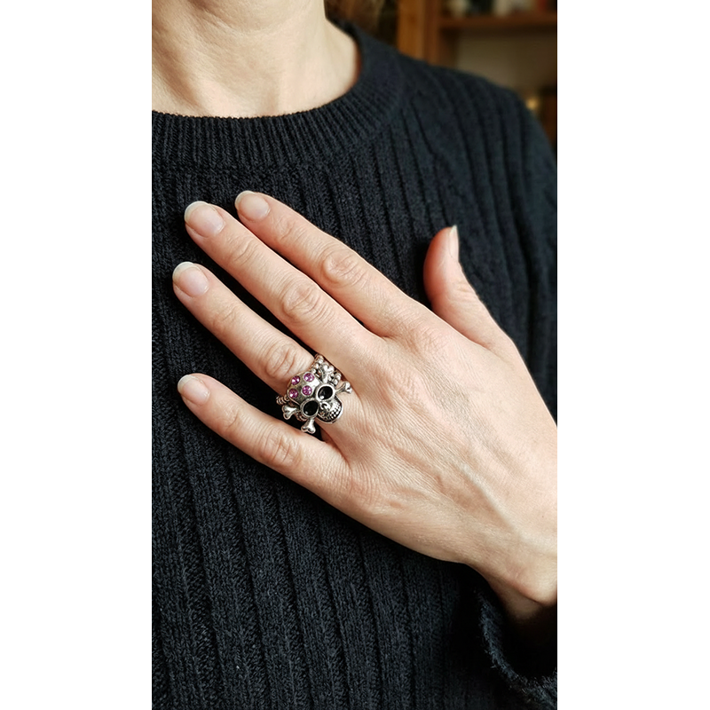 Bague TÊTE DE MORT avec cristaux Swarovski