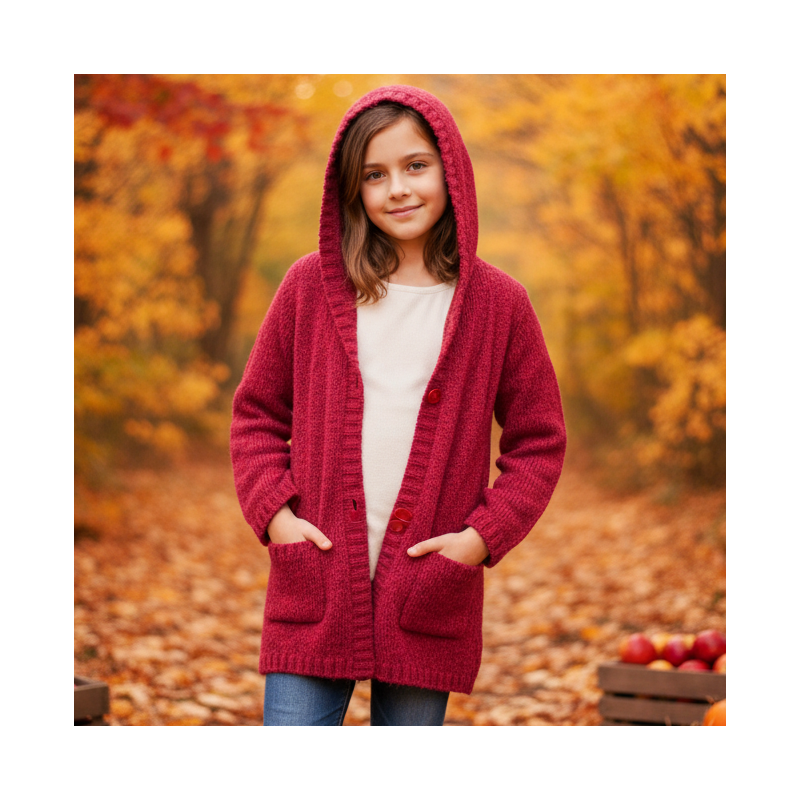 Gilet long avec capuche FRAMBOISINE