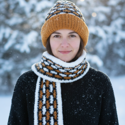 Bonnet avec écharpe, fait main