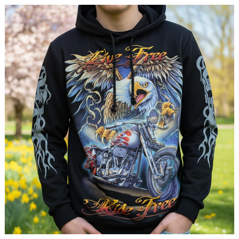 T-shirt AIGLE MOTARD à capuche et manches longues