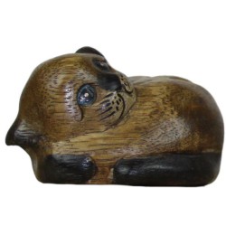 Statuette CHAT COUCHÉ EN ROND (yeux ouverts)